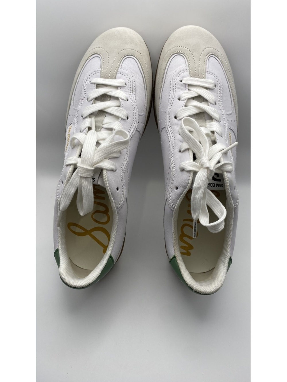 Sam Edelman BRAND NEW! White and Green Leather Sneakers Size 9 - Picture 7 of 9